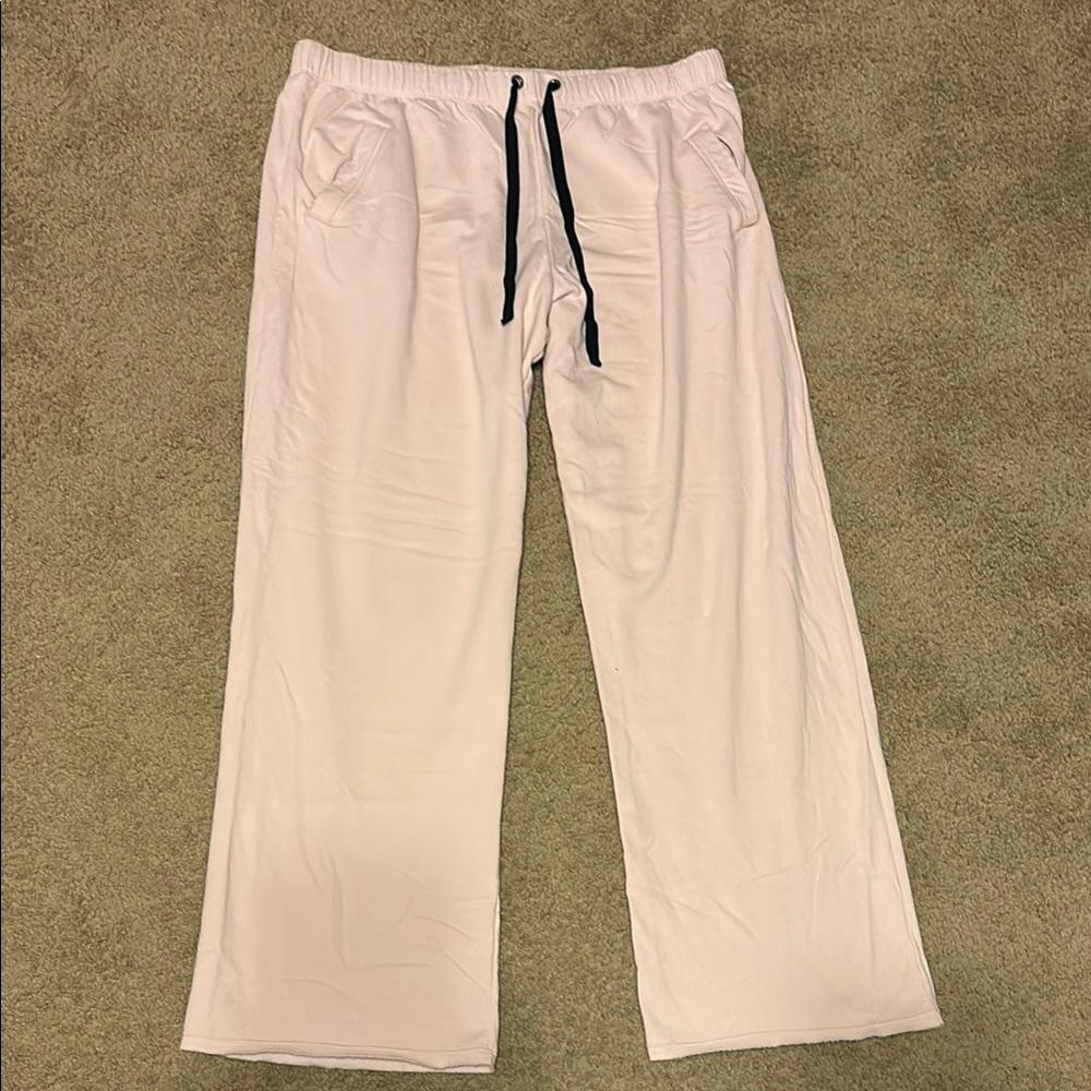 Cream Lounge Pants with Black Drawstring